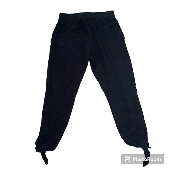 Socialite Ankle Tie Pants Size XS Side Pockets Elastic Waist Black - Picture 9 of 9
